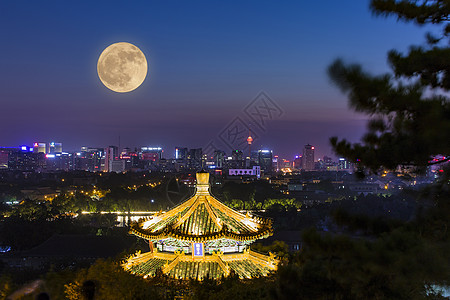故宫夜景中秋北京背景