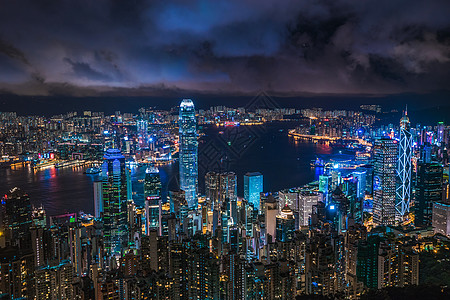 夜空下的城市夜香港背景