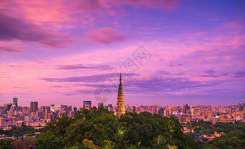 西湖十景杭州 宝俶塔背景