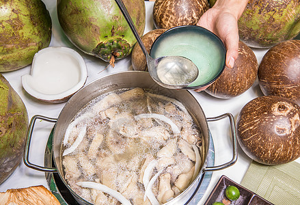 椰子炖鸡美味养生海南椰子鸡火锅背景