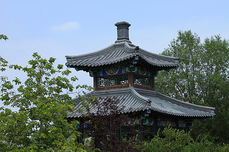 中国亭园背景图片