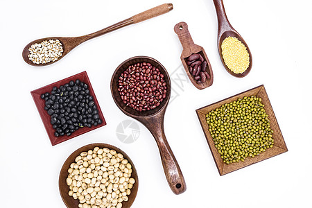  红色木红豆薏米五谷杂粮背景