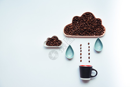 咖啡豆创意摆放背景图片