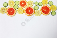 柠檬西柚黄瓜片夏季水果静物白底素材图片