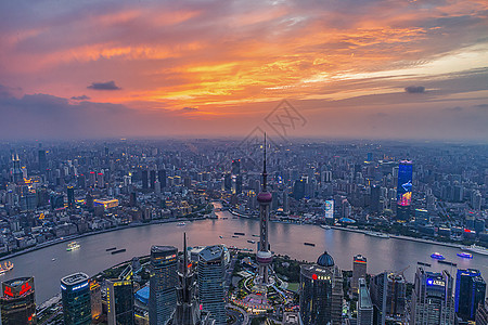 上海环球观光厅看出去的上海天际线图片