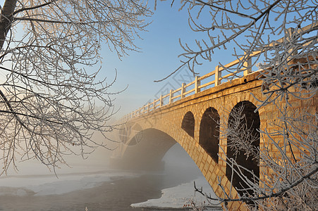 雪中的桥背景图片