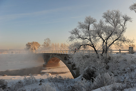 雪中的桥背景图片