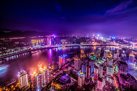 中国风山水重庆夜景背景