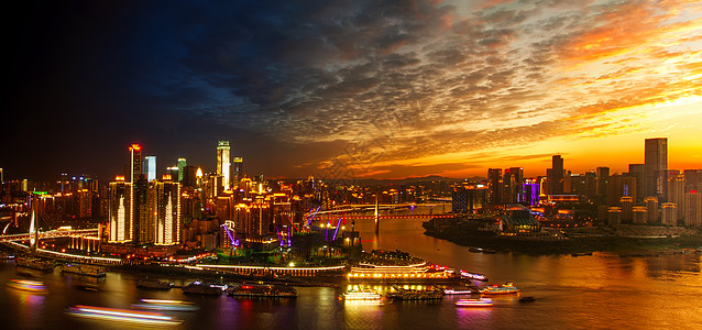 夜空下的城市山城时间切片背景