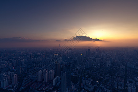 现代城市建筑天津日落城市风光美景背景