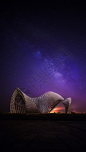 上海南汇嘴公园唯美星空夜景背景图片
