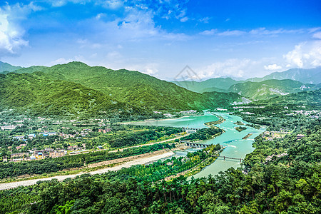 秋天天空都江堰航拍背景