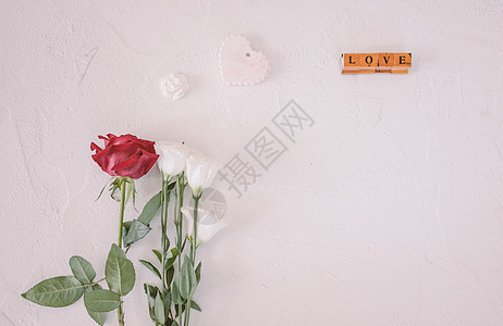 七夕情人节玫瑰白色背景素材图片