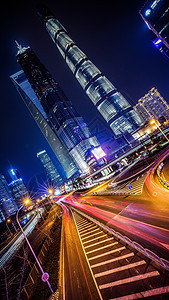上海陆家嘴城市夜景背景图片