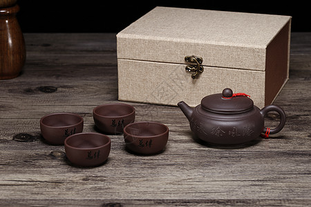 紫砂壶茶具背景图片