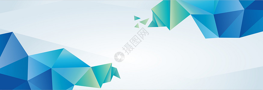 对称的蓝绿色三角形banner背景设计图片