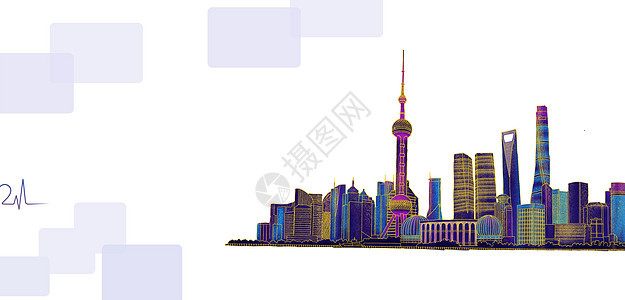 城市上海线条感背景背景图片