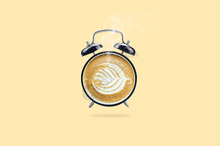 早晨闹钟早晨的咖啡设计图片