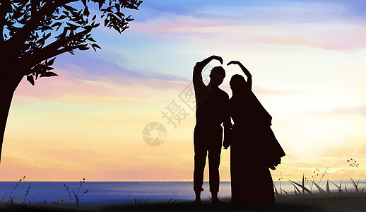 浪漫旅行浪漫求婚剪影设计图片