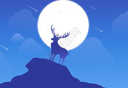 扁平化星空麋鹿插画背景图片