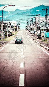 汽车 家日本北海道富良野迷人街道背景