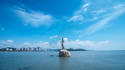 珠海机场珠海十景之一珠海渔女背景