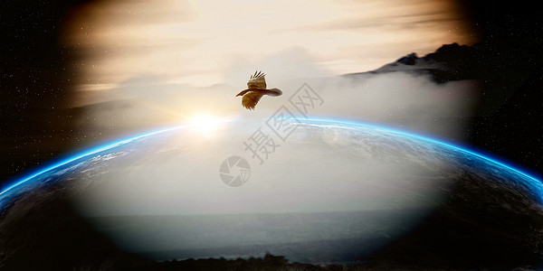 翱翔宇宙的雄鹰图片素材