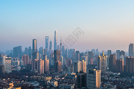 上海城市晚霞图片