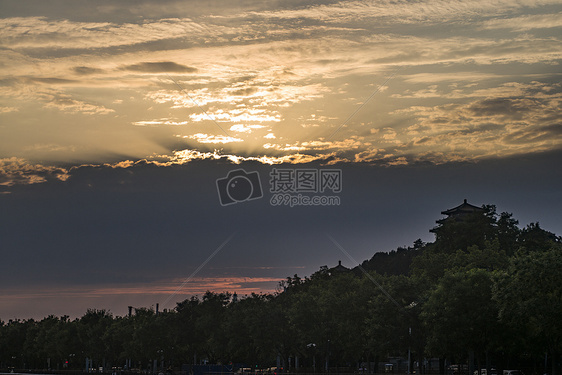 景山夕阳图片