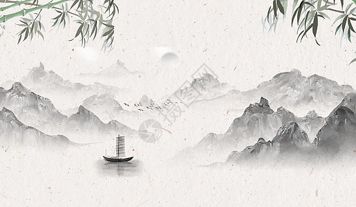 泼墨山水画中国风背景背景