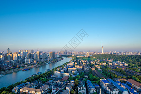 两河流域武汉城市风景汉江流域风光背景