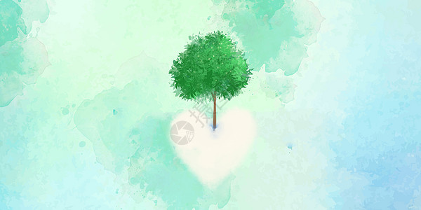 水墨形状树插画