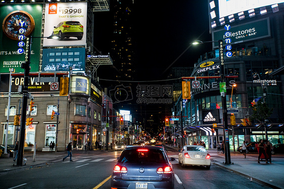 加拿大夜景多伦多旅游汽车灯光霓虹图片