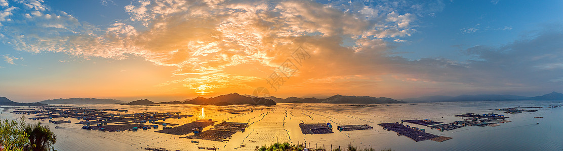 霞浦海带日落时分，海上风光背景