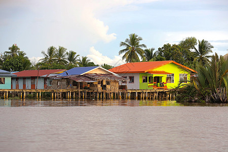 彩色木屋马来西亚风光美景背景