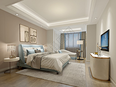 现代室内效果图现代简约风温馨卧室室内设计效果图背景