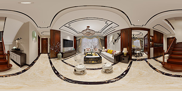 新中式风格客厅室内设计效果图图片