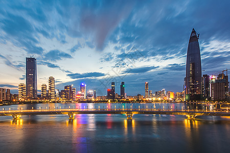 深圳创意城市黄昏夜景素材背景