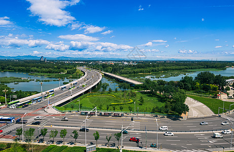 汽车空气循环北京城市桥梁道路交通风景背景