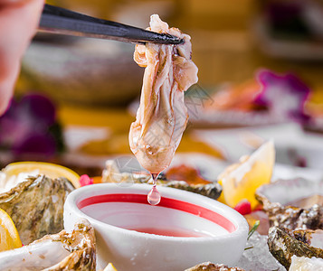 新鲜牡蛎法国进口柠檬生蚝背景