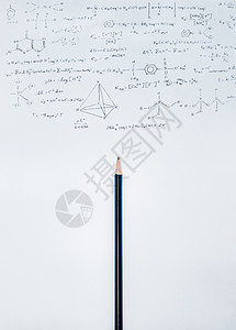 学习物理学生的创意铅笔手抄数学物理公式背景
