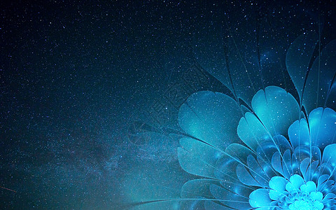 科技背景夜晚蓝色花朵高清图片