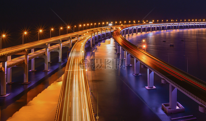 星海湾大桥夜色图片
