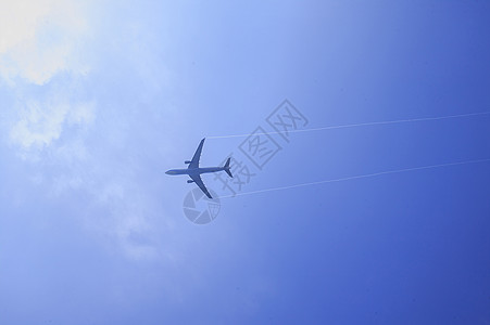 蓝天白云下的飞机图片