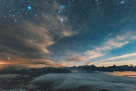 高清星空牛背山星空背景