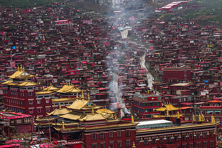 祈福素材色达喇荣寺五明佛学院背景