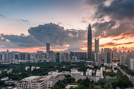 城市的朝霞背景图片