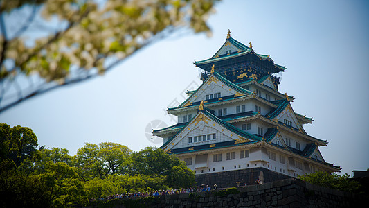 古老城堡建筑日本大阪城天守阁风貌背景