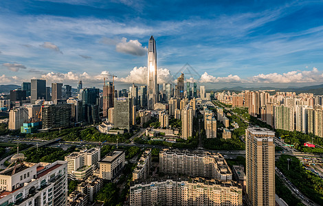 城市之巅俯瞰树林与街道高清图片