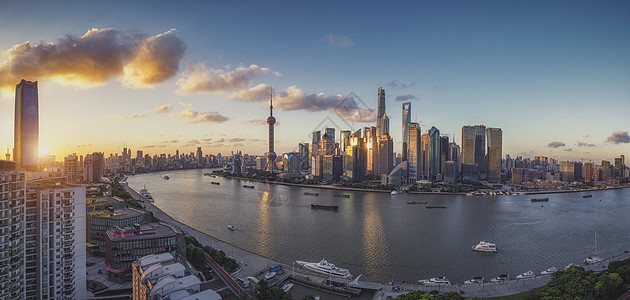 陆家嘴夜景落日外滩背景